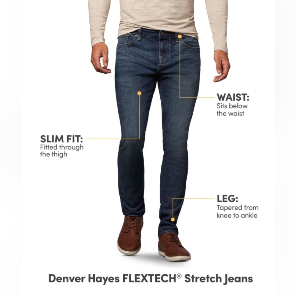 Denver Hayes Men's FLEXTECH Slim Fit 4-Way Stretch Jeans - Dark Wash